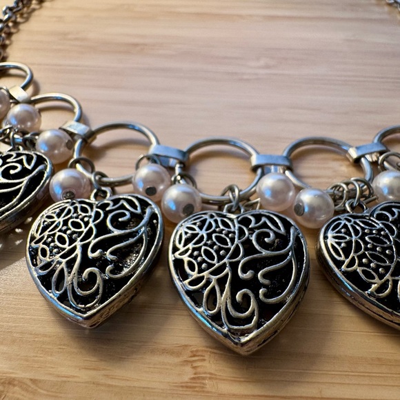 Silver Heart Necklace and Earring Set - Picture 8 of 10